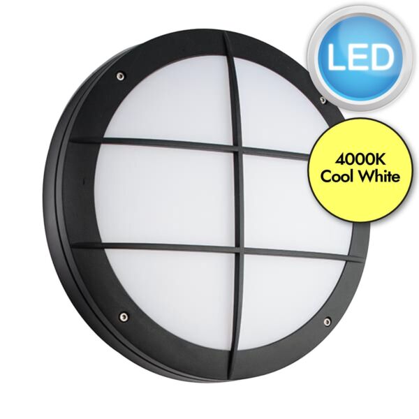 Saxby Lighting - Luik - 61652 & 61650 - LED Black Opal 18w Gear Tray Grill Casing Outdoor Bulkhead Light