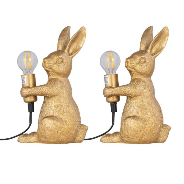 Set of 2 Hop Hop - Gold Bunny Rabbit Lamps