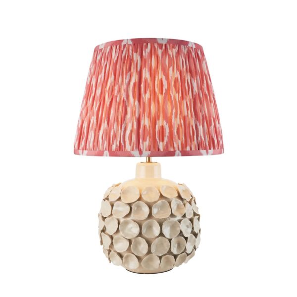 Endon Lighting - Borello & Ikat 35cm - 116397 - Cream Crackle Aged Brass Pink Ceramic Table Lamp With Shade