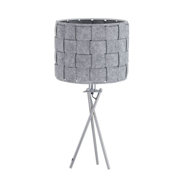 Warner - Chrome Tripod Table Lamp with Grey Pleated Felt Shade