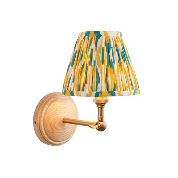 Endon Lighting - Wood Wing & Ikat 16cm - 115850 - Ash Wood Yellow Jade Wall Light