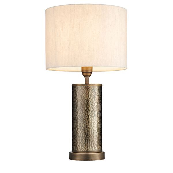 Endon Lighting - Indara - 71591 - Hammered Bronze Natural Table Lamp With Shade