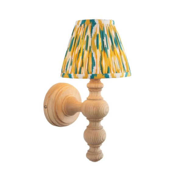 Endon Lighting - Bibury & Ikat 16cm - 114313 - Ash Wood Aged Brass Yellow Jade Wall Light