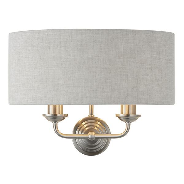 Endon Lighting - Highclere - 94403 - Brushed Chrome Natural 2 Light Wall Light