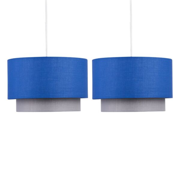 Pair of Blue & Grey 2 Tier Light Shades