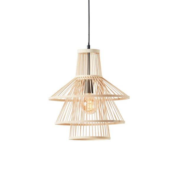 Endon Lighting - Minato - 101676 - Natural Bamboo Black Ceiling Pendant Light