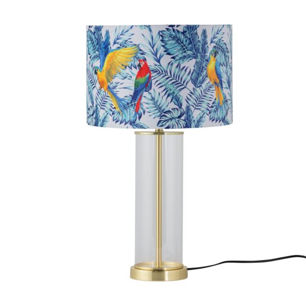 Aura - Satin Brass Table Lamp with Parrot Velvet Shade