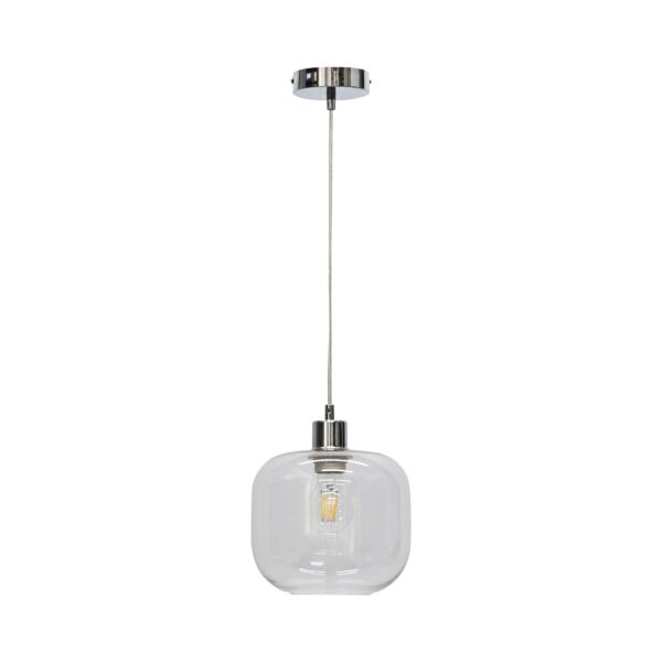 Bletch - Clear Glass with Chrome Pendant Fitting