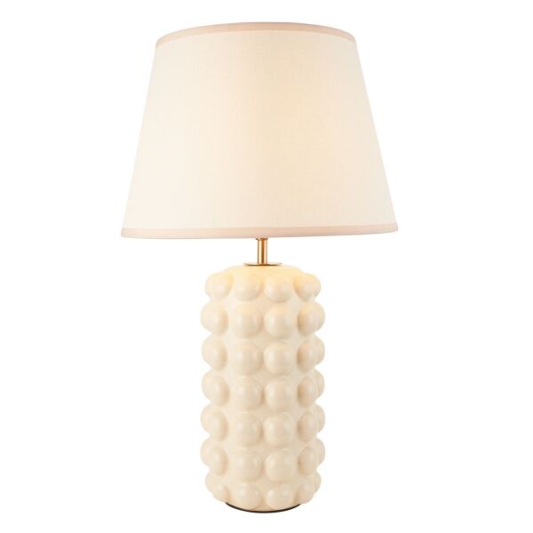 Endon Lighting - Bobble & Ivy 35cm - 116386 - White Crackle Aged Brass Vintage Ceramic Table Lamp With Shade