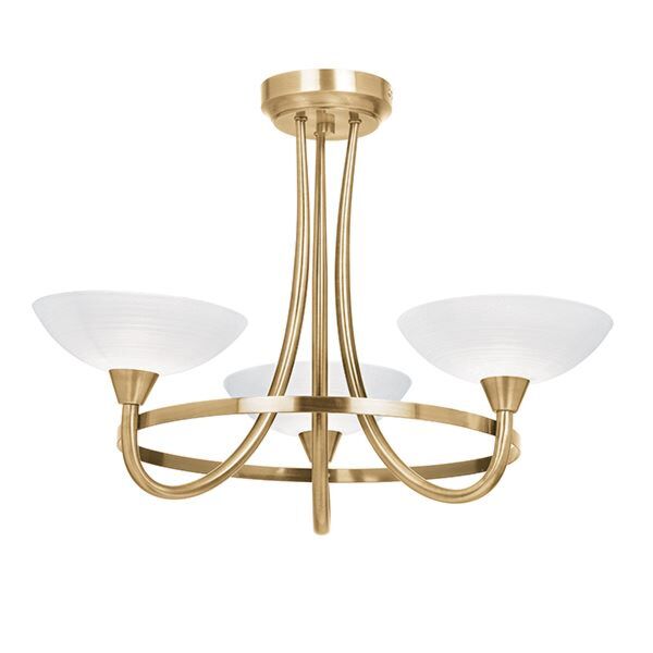 Endon Lighting - Cagney - CAGNEY-3AB - Antique Brass White Glass 3 Light Flush Ceiling Light