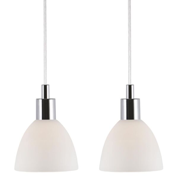 Nordlux - Set of 2 Ray 2-Kit - 63233033 - Chrome White Glass Ceiling Pendant Lights