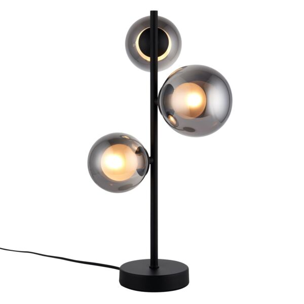 Cole - Black with Smoke Glass 3 Light Lamp