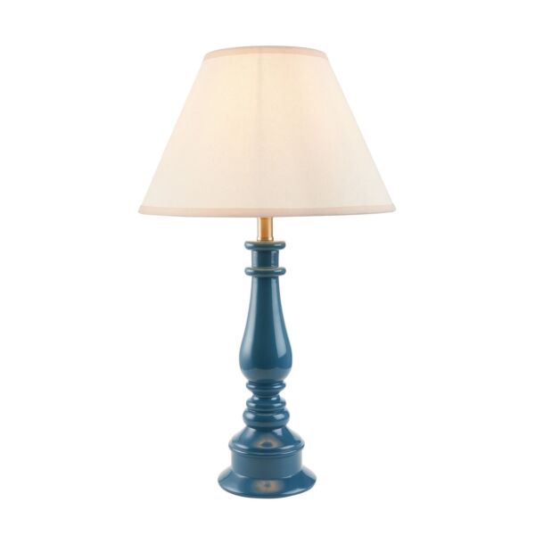 Endon Lighting - Myrtle & Ivy 30cm - 114944 - Blue Warm Brass Vintage White Table Lamp With Shade