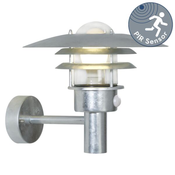 Nordlux - Lonstrup 32 - 71412031 - Galvanized Steel Clear Glass IP44 Outdoor Sensor Wall Light