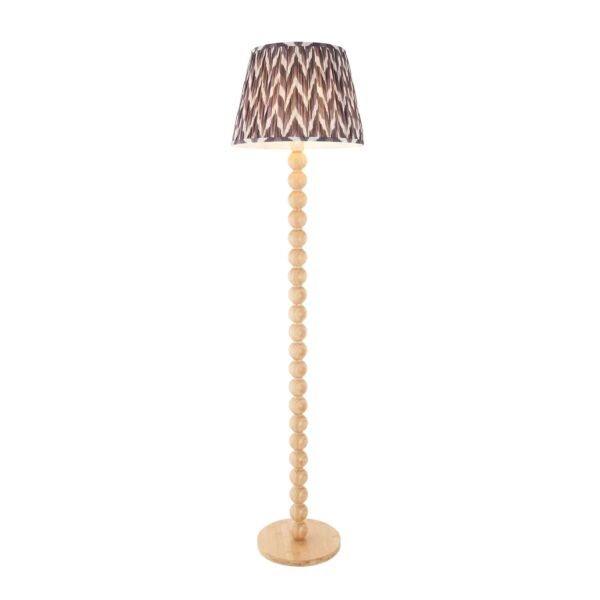 Endon Lighting - Cane & Zigzag 40cm - 114339 - Natural Bamboo Grey Floor Lamp