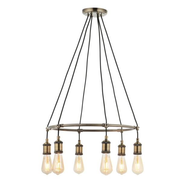 Endon Lighting - Hal - 99914 - Antique Brass 6 Light Ceiling Pendant Light