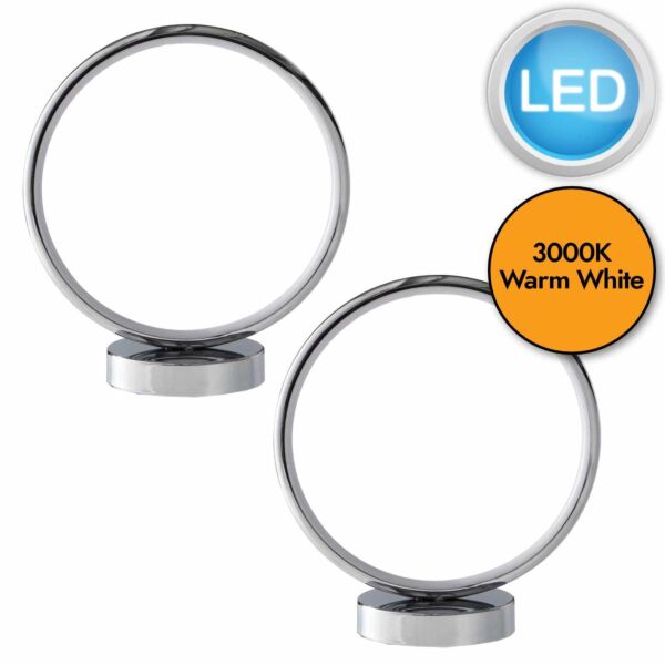 Set of 2 Hoop - Polished 10W LED Table Lamps