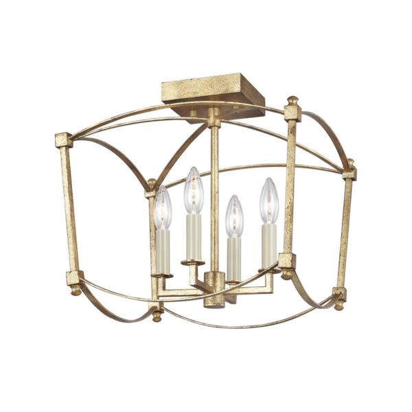 Quintiesse - Thayer - QN-THAYER-SF-ADB - Antique Gild 4 Light Flush Ceiling Light