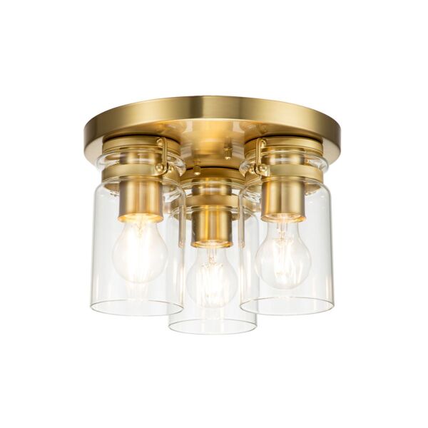 Kichler Lighting - Brinley - KL-BRINLEY-F-BB - Brushed Brass Clear Glass 3 Light Flush Ceiling Light