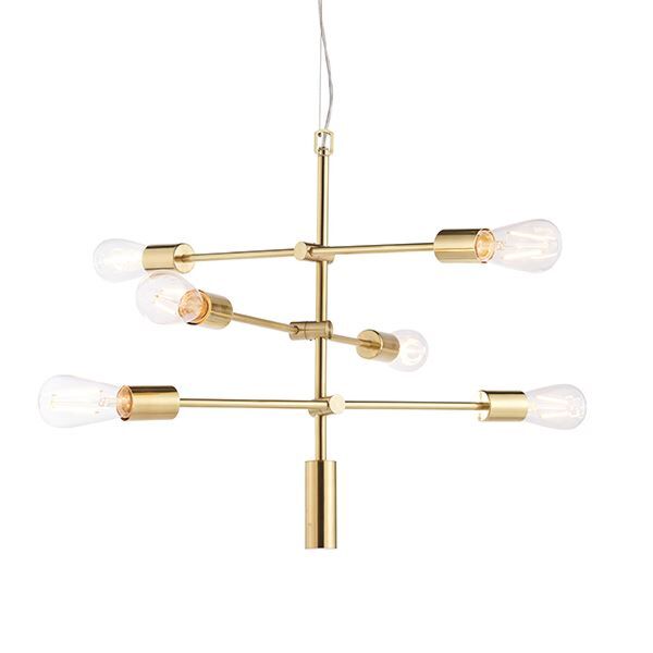 Endon Lighting - Rubens - 77114 - Satin Brass 6 Light Ceiling Pendant Light