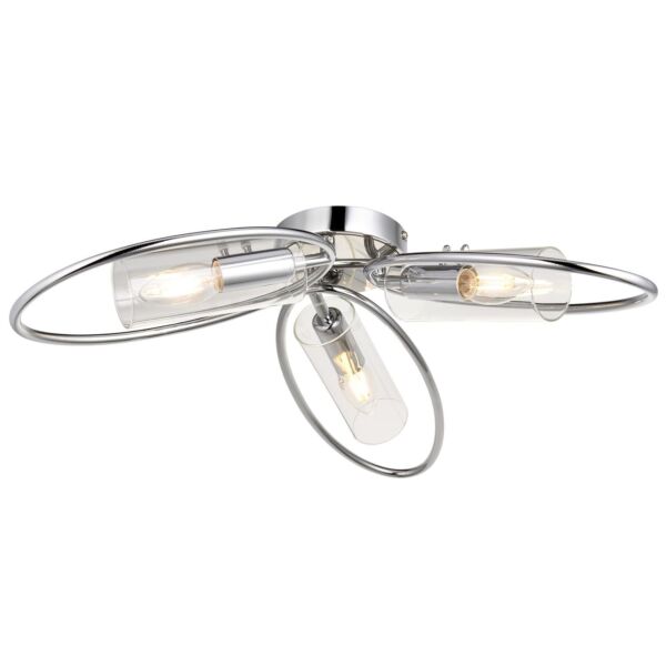 Endon Lighting - Amari - 96833 - Chrome Clear Glass 3 Light Flush Ceiling Light