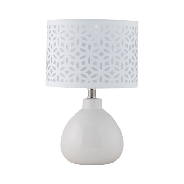 Tuscan - White Ceramic Lamp with White Cut Out Shade