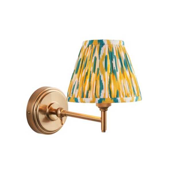 Endon Lighting - Step Fold & Ikat 16cm - 115802 - Aged Brass Yellow Jade Wall Light