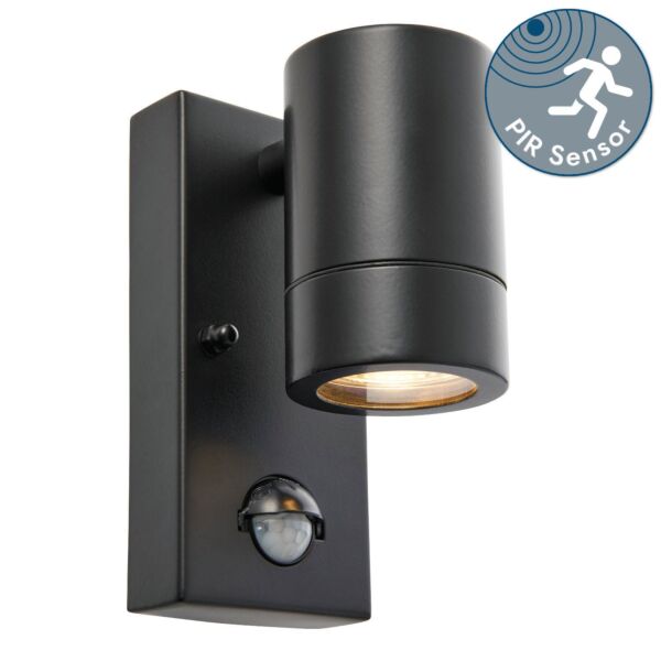 Saxby Lighting - Palin - 75435 - Black Clear Glass IP44 Outdoor Sensor Wall Light