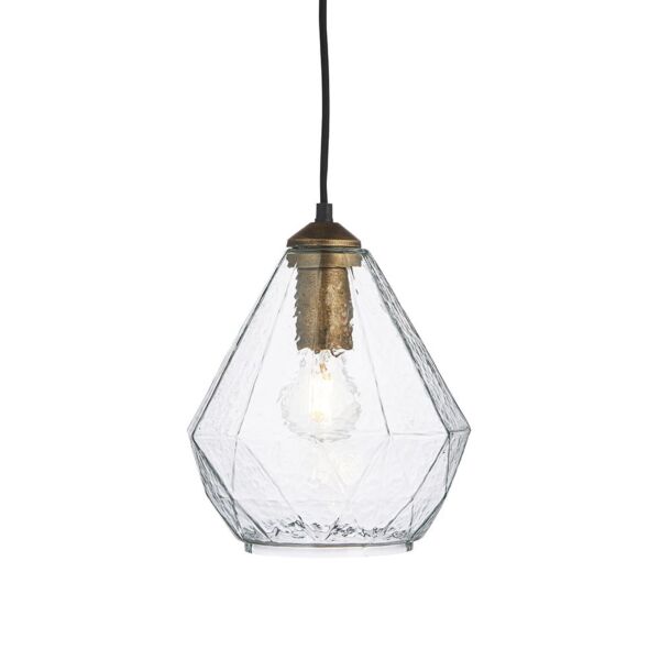 Endon Lighting - Ebbe - 95462 - Antique Gold Clear Glass Ceiling Pendant Light