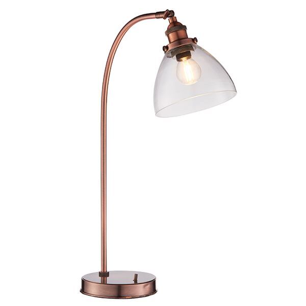 Endon Lighting - Hansen - 77861 - Aged Copper Clear Glass Task Table Lamp