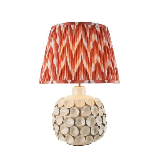 Endon Lighting - Borello & Zigzag 35cm - 116403 - Cream Crackle Aged Brass Orange Ceramic Table Lamp With Shade