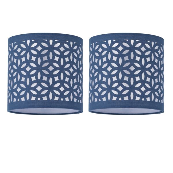 Set of 2 Navy Blue Laser Cut 15.5cm Table Lamp Shades