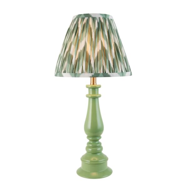 Endon Lighting - Myrtle & Zigzag 25cm - 116337 - Green Warm Brass Table Lamp With Shade