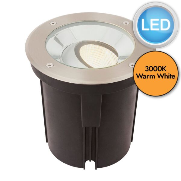 Saxby Lighting - Hoxton - 94059 - LED Stainless Steel Clear Glass IP67 16.5w 3000k 185mm Dia Outdoor Ground Light