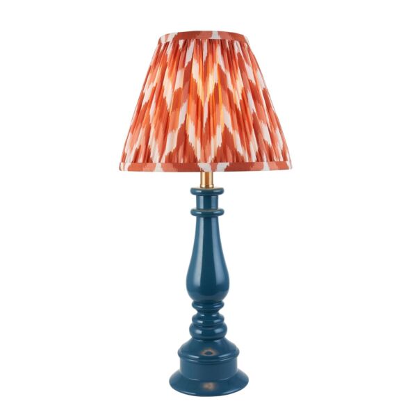 Endon Lighting - Myrtle & Zigzag 25cm - 116350 - Blue Warm Brass Orange Table Lamp With Shade