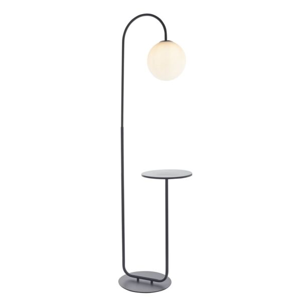 Cliveden - Satin Black & Glass Floor Lamp with Table