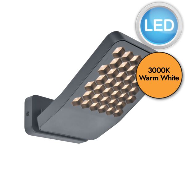 Lutec - Atlantis - 7801605118 - Dark Grey Clear IP54 Outdoor Floodlight