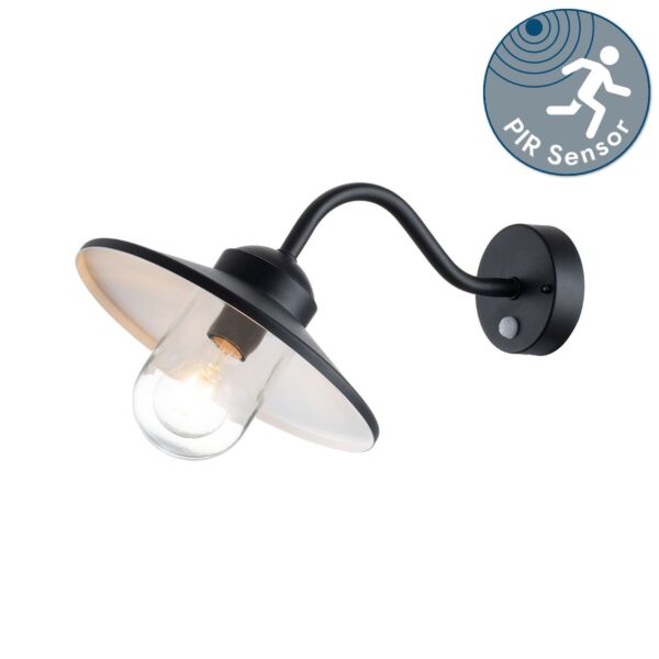 Elstead Lighting - Klampenborg - KLAMPENBORG-PIR-BK - Black Clear Glass IP44 Outdoor Sensor Wall Light