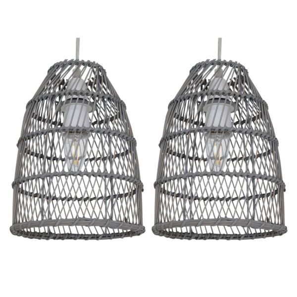 Set of 2 Bamboo - Grey Bamboo Easy Fit Pendant Shades