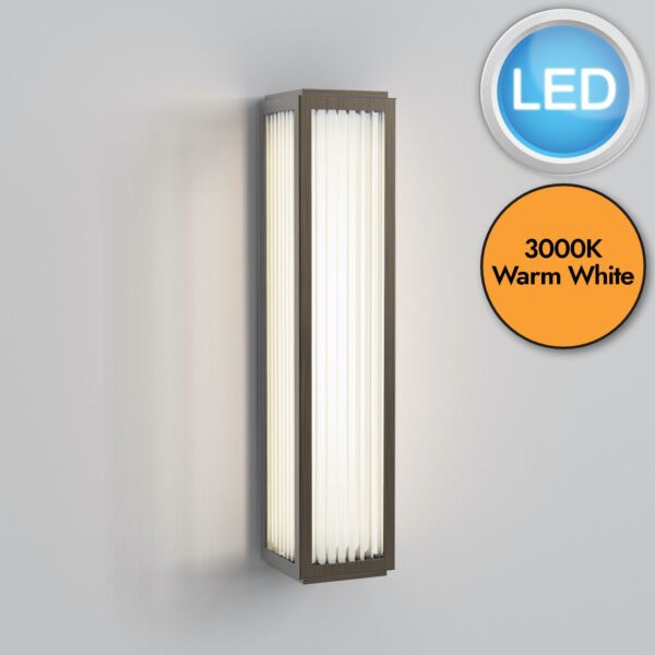 Astro Lighting - Boston - 1370004 - LED Bronze Clear Ribbed Glass IP44 Bathroom Strip Wall Light