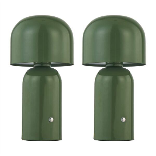 Christina - Sage Green LED Rechargeable Touch Table Lamps Twin Pack