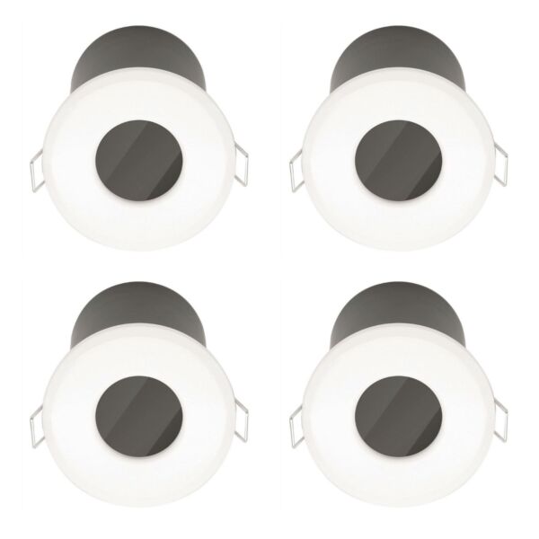 Set of 4 Fire Rated Bathroom Downlights - White IP65 Recessed Downlights