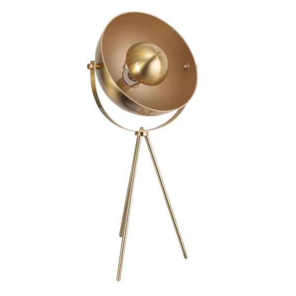 Industrial Style Satin Brass Tripod Table Lamp