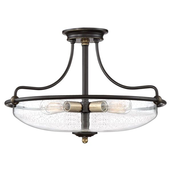 Quoizel Lighting - Griffin - QZ-GRIFFIN-SFM-C-PNAB - Palladian Bronze Clear Seeded Glass 4 Light Flush Ceiling Light