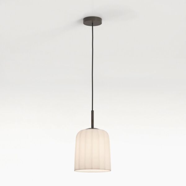 Astro Lighting - Veo - 1455006 - Bronze White Ribbed Glass Ceiling Pendant Light