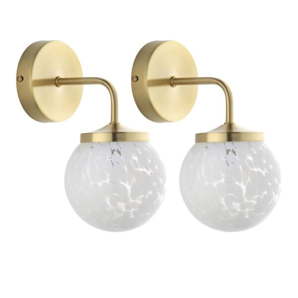 Set of 2 Lucie - Confetti Glass with Satin Gold Wall Lamps