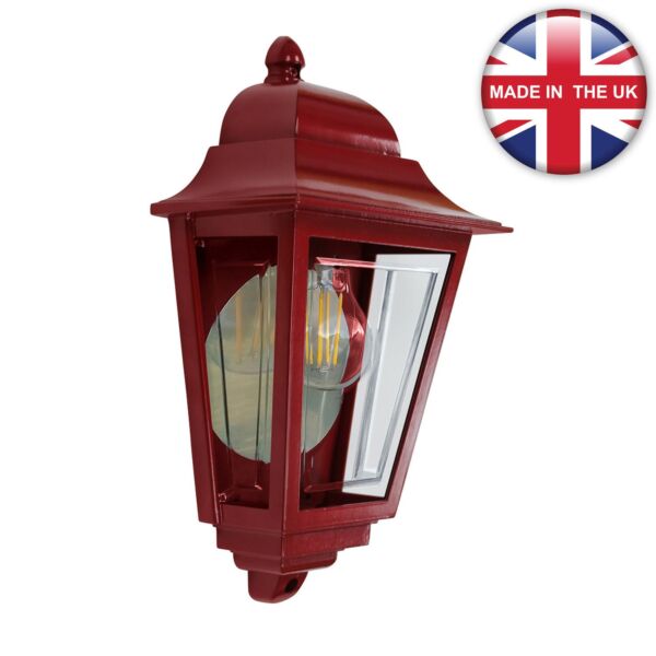 Elstead Lighting - Deco Lane - DECO-LANE7-RED - Red Clear IP44 Outdoor Half Lantern Wall Light