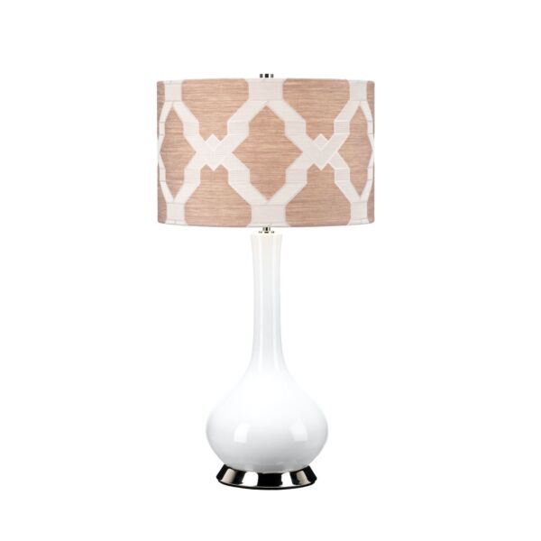 Elstead Lighting - Milo - MILO-PN-TL-OVTH - White Nickel Pink Ceramic Table Lamp With Shade