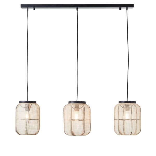 Endon Lighting - Zaire - 101779 - Black Natural 3 Light Ceiling Pendant Light