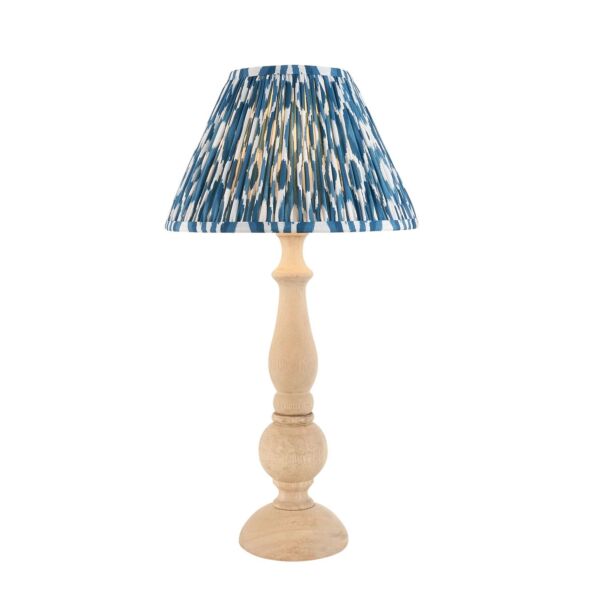 Endon Lighting - Hidcote & Ikat 30cm - 114756 - Natural Wood Aged Brass Blue Table Lamp With Shade